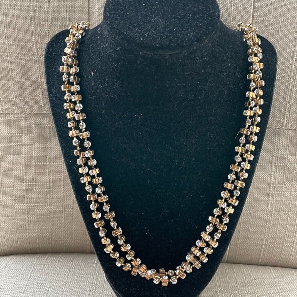 Women Necklace Crystal Accent Gold Tone Long Chain Necklace Fashion Jewelry